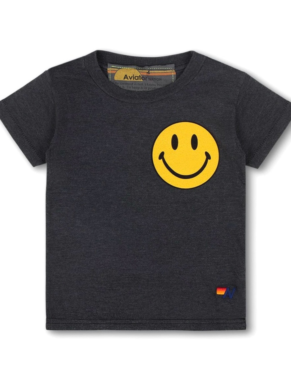 Aviator Nation Kids Charcoal Tee with Yellow Smiley